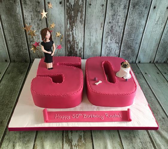 number 50 birthday cake with sugar figure
