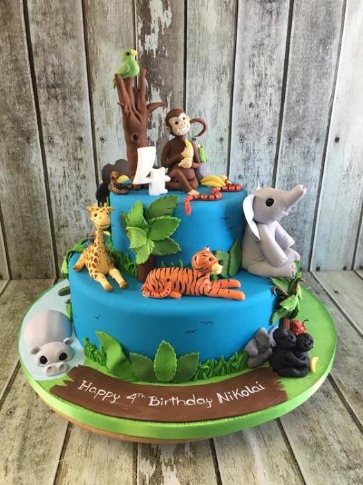 jungle animals birthday cake