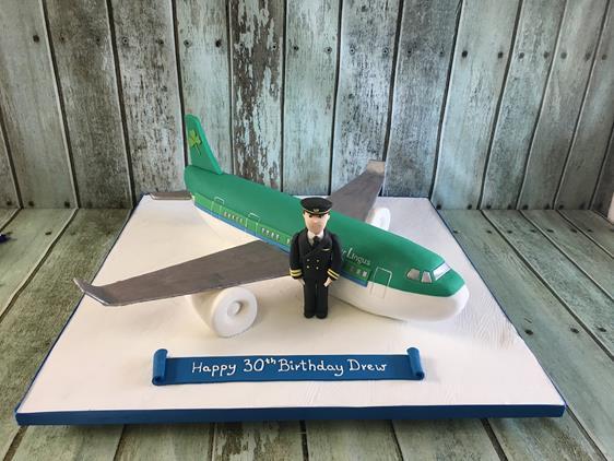 aeroplane with sugar figure birthday cake