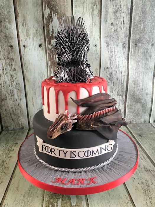 game of thrones with sugar dragons birthday cake