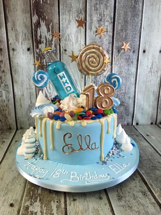 blue wicked drip and sweets birthday cake