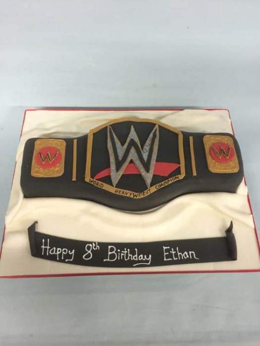 Wrestling belt birthday cake
