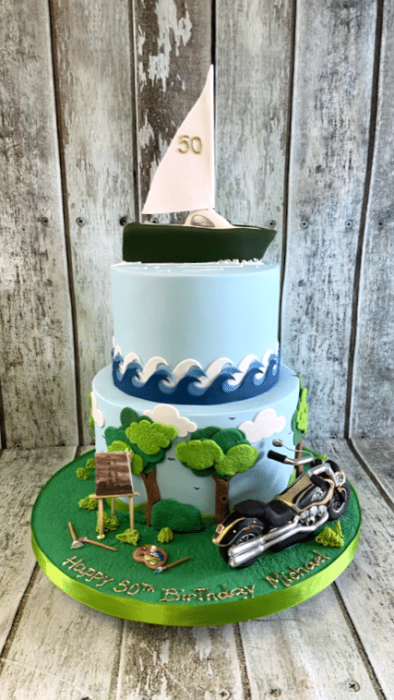 sailing-and-motorbike-activity-birthday-cake-