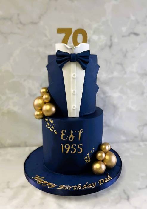 tuxedo 70th birthday cake est 1955