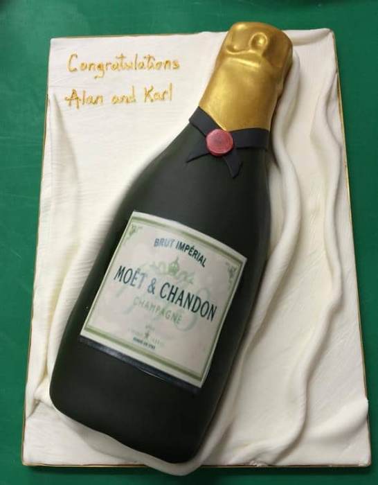Champagne cake engagement cake