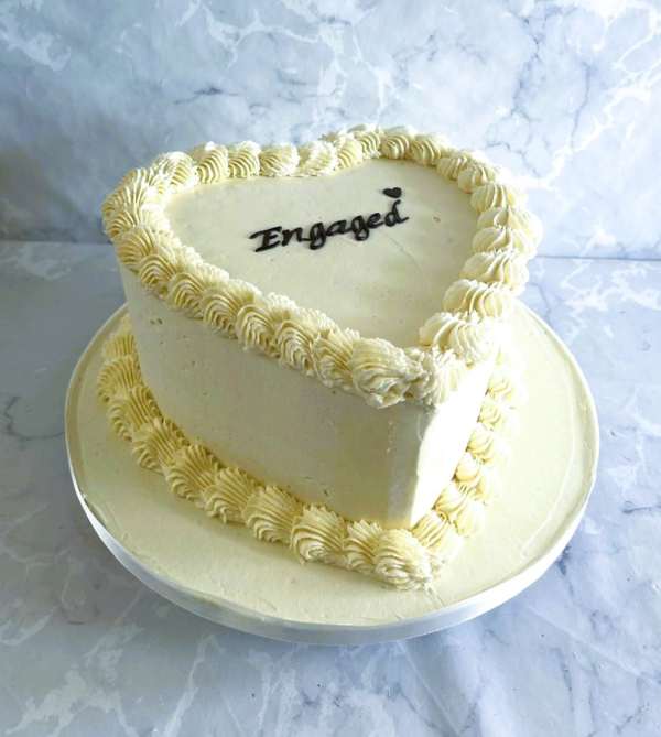 Heart shaped engagement cake