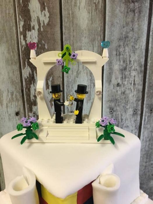 2 grooms lego cake cake topper