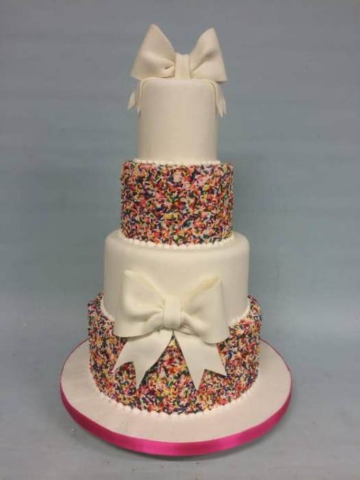 wedding cake jimmy sprinkles and bows